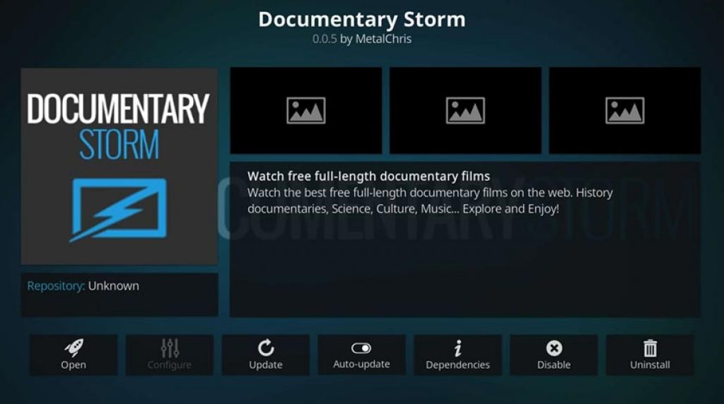 documentary storm kodi addon